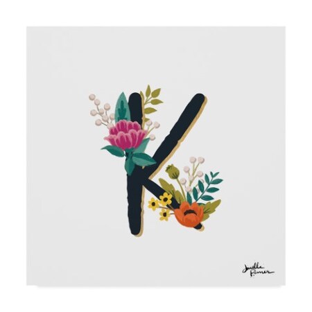 Trademark Fine Art Janelle Penner 'Romantic Luxe Monogram K Black' Canvas Art, 35x35 WAP07716-C3535GG